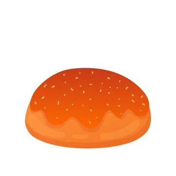 Baking bun in flat design. Round icing loaf with seeds for breakfast. Vector  스톡 일러스트