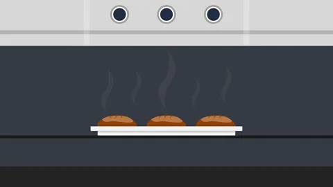 Baking buns in the oven Stock Footage 248516519