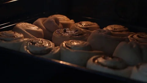  baking buns in the oven Timelapse Stock Footage 130099076