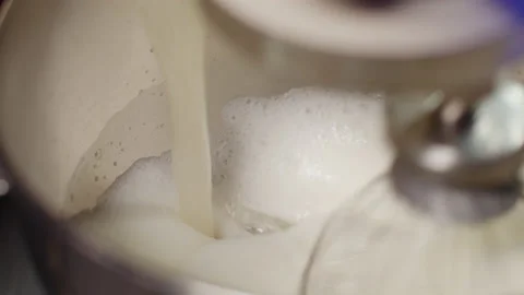Baking a cake, close up of a working mixer in the kitchen. Stock Footage 149122586
