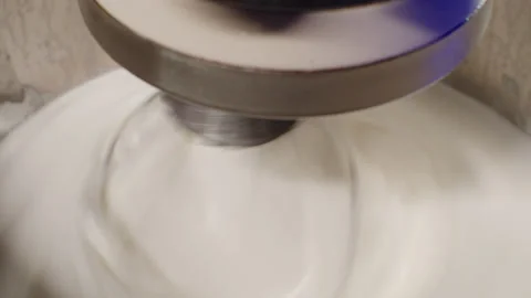 Baking a cake, close up of a working mixer in the kitchen. Stock Footage 149122867