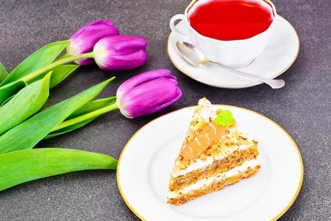Baking Carrot Cake with Walnuts Stock Photos