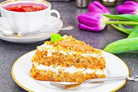 Baking Carrot Cake with Walnuts Stock Photos