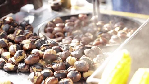 Baking chestnuts in Turkey Stock Footage 320002653