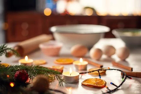 Baking christmas biscuits at home Stock Photos