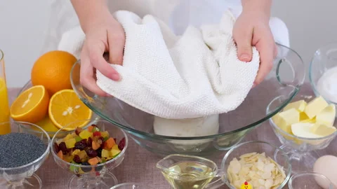 Baking for Christmas Easter Making homemade cruffin step by step, rolling yeast Stock Footage 321559867