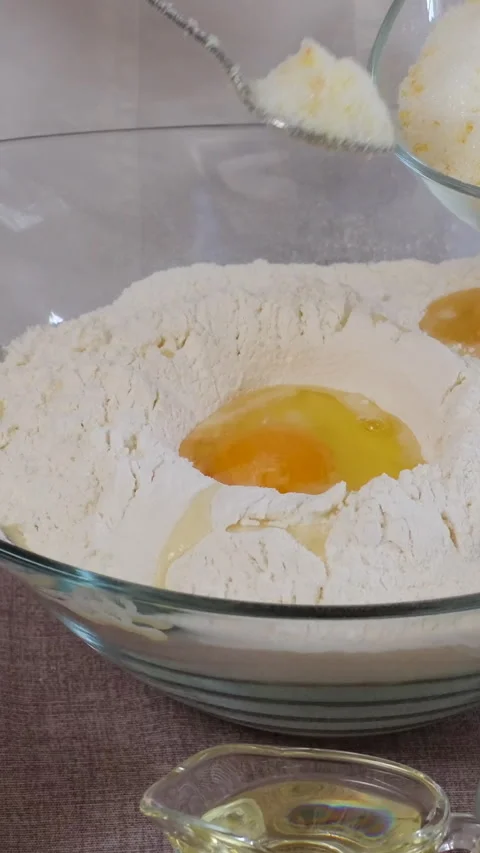 Baking for Christmas Easter Making homemade cruffin step by step, rolling yeast Stock Footage 323704720