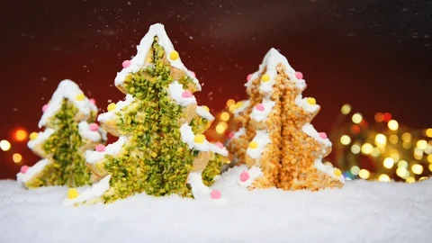 Baking for Christmas - Gingerbread Trees Stock Footage 103749116