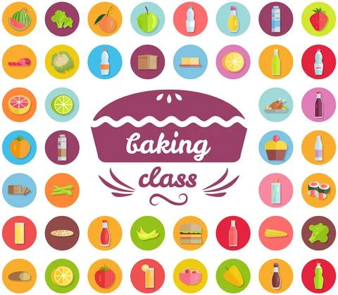 Baking class emblem design with hand drawn pie. Bakery school badge surrounded イラスト素材