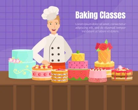 Baking Classes Banner Template, Professional Cooking, Culinary Master Class イラスト素材
