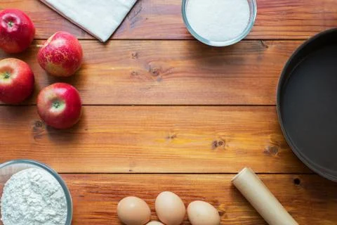 Baking concept background. cooking Apple pie, step by step instructions. Top  Stock Photos