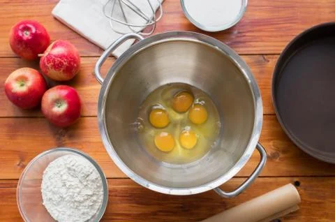Baking concept. Cooking Apple pie, step by step instructions. Top view. Step  Stock Photos