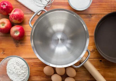 Baking concept. cooking Apple pie, step by step instructions. Top view. Step  Stock Photos