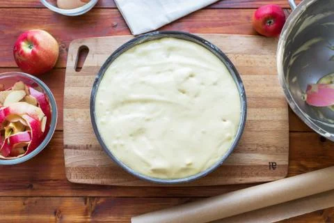 Baking concept. Cooking Apple pie, step by step instructions. Top view. Step  Stock Photos