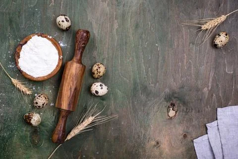 Baking concept with rolling pin Stock Photos