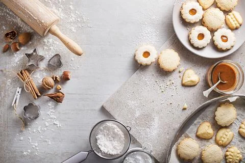 Baking cookies ingredients Stock Photos