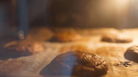 Baking Cookies in oven Stock Footage 81244483