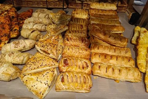 Baking on the counter of the store. Foto stock