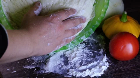 Baking in a craft workshop prepares dough for pizza and pies at the bakery. Stock Footage 98841710