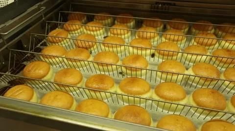 Baking cream buns in Bakehouse. Video stock 59869666