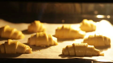 Baking croissants Stock Footage