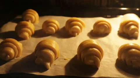 Baking croissants Stock Footage 44362079