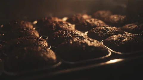 Baking cupcake in the bakery oven Stock Footage 149156089