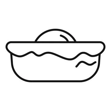 Baking delicious round bread outline icon Stock Illustration