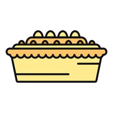 Baking dish with crust and pastry filling icon Stock Illustration