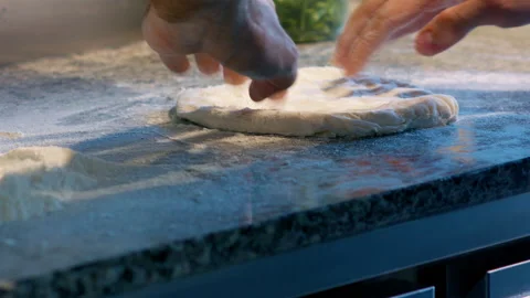 Baking dough. Preparing for making a classic pizza. Stock Footage 159337934