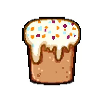 Baking easter cupcake pixel art vector illustration Illustrazione stock