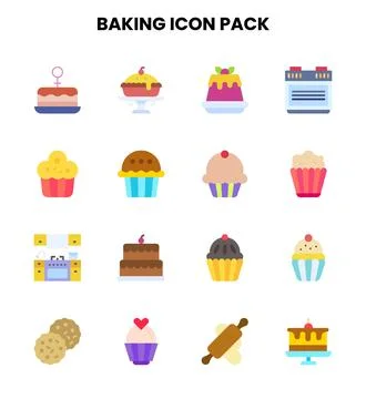 Baking Flat Bundle Icons Pack Stock Illustration