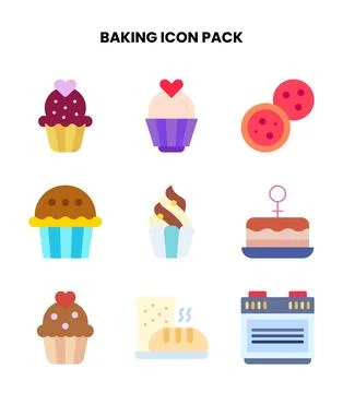 Baking Flat Bundle Icons Pack Stockillustratie