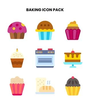 Baking Flat Bundle Icons Pack Stock Illustration