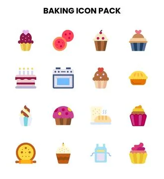 Baking Flat Design Icons Pack Stock Illustration