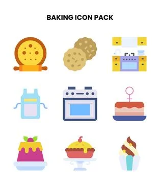 Baking Flat Graphics Icons Pack Stock Illustration