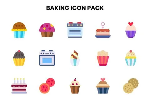 Baking Flat Icons Pack Stock Illustration