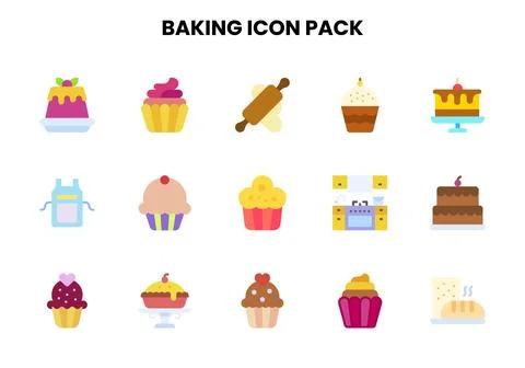 Baking Flat SVG Icons Pack Stock Illustration