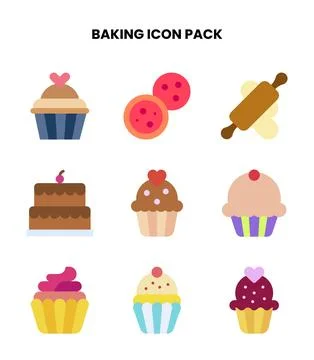 Baking Flat Vector Icons Pack イラスト素材