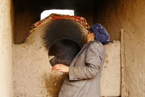 Baking of flatbread Fotos Stock