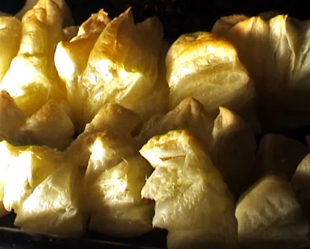 Baking food (bun, noodles) Stock Footage