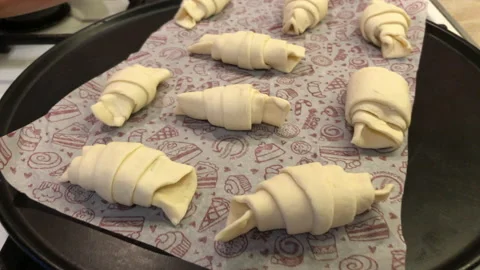 Baking fresh croissant at home Stock Footage 168494031