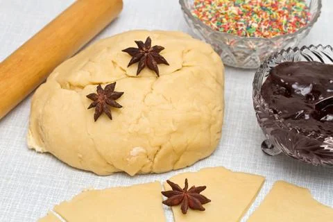 Baking fresh dough background Foto stock