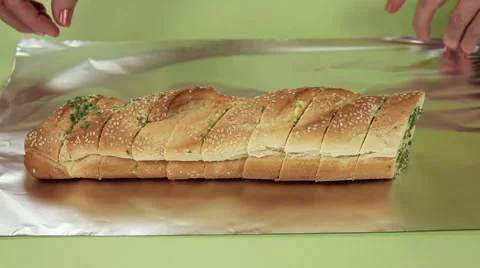 Baking Garlic Bread Stock-Footage 1103602