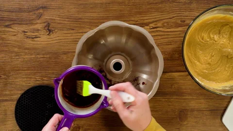 Baking Gingerbread Bundt Cake with Caramel Frosting Ingredients Stock Footage 344936082