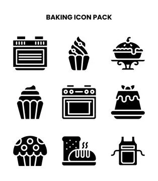 Baking Glyph Collection Icons Pack Stock Illustration