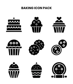 Baking Glyph Collection Icons Pack Stock Illustration