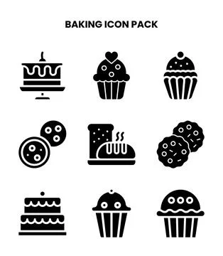 Baking Glyph Graphics Icons Pack Stock Illustration