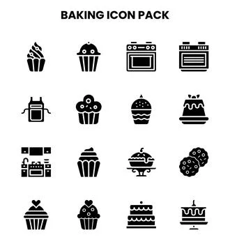 Baking Glyph Scalable Icons Pack Illustrazione stock