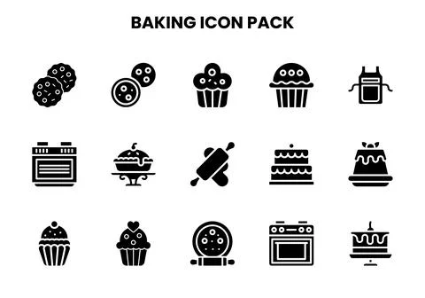 Baking Glyph Scalable Icons Pack Stock Illustration